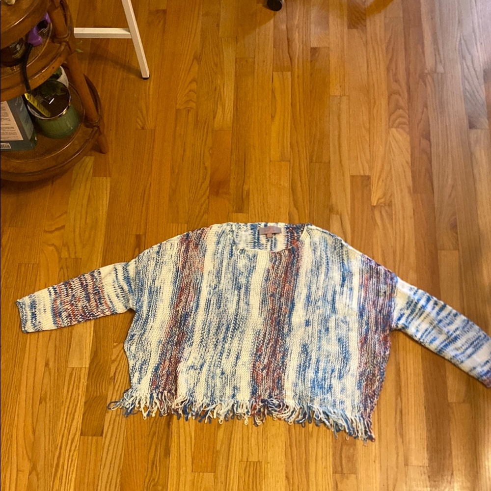 Laurie Felt Blue and Red Knit Sweater
